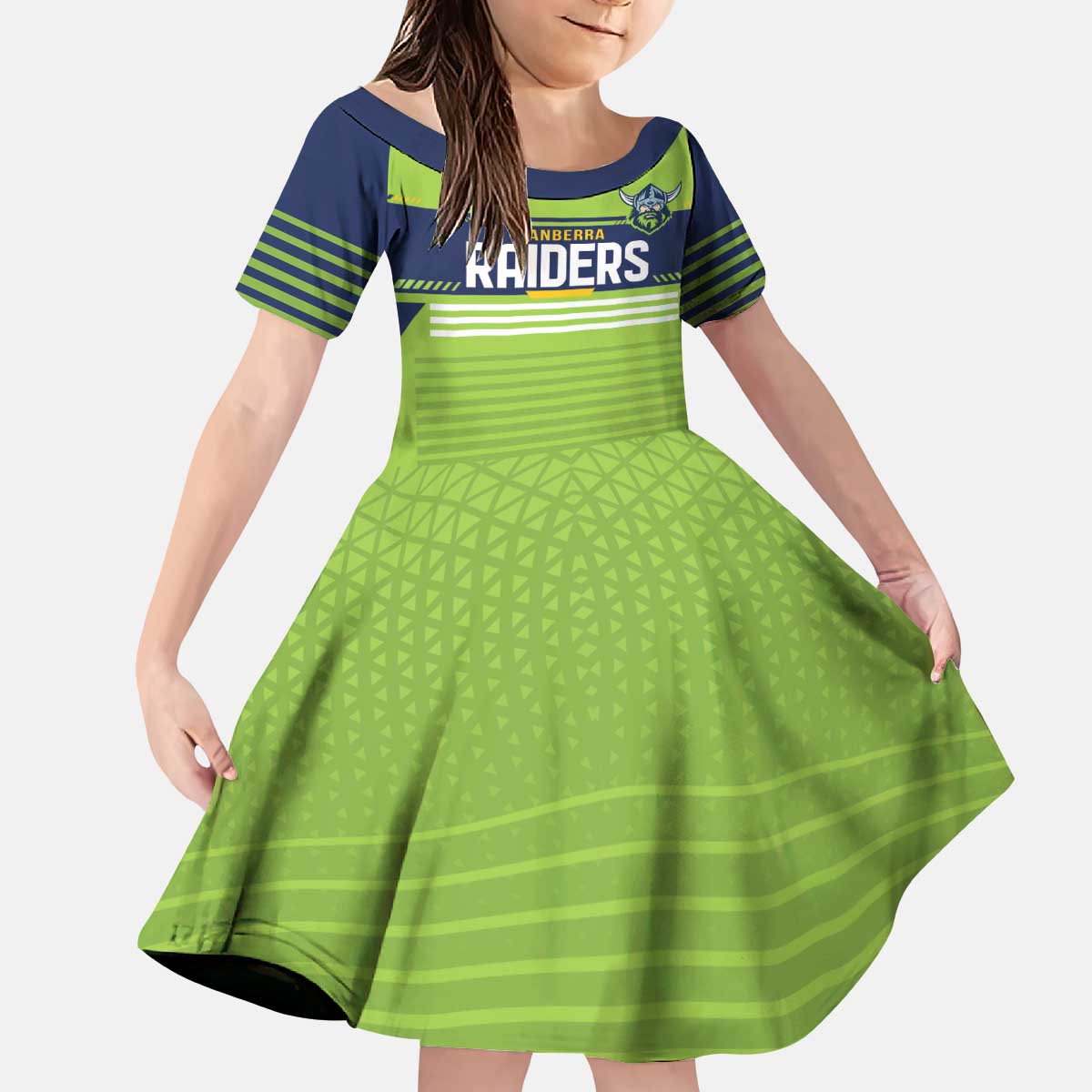 Raiders Rugby Custom Kid Short Sleeve Dress The Green Machine Simple Style