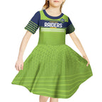 Raiders Rugby Custom Kid Short Sleeve Dress The Green Machine Simple Style