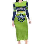 Raiders Rugby Custom Long Sleeve Bodycon Dress The Green Machine Simple Style