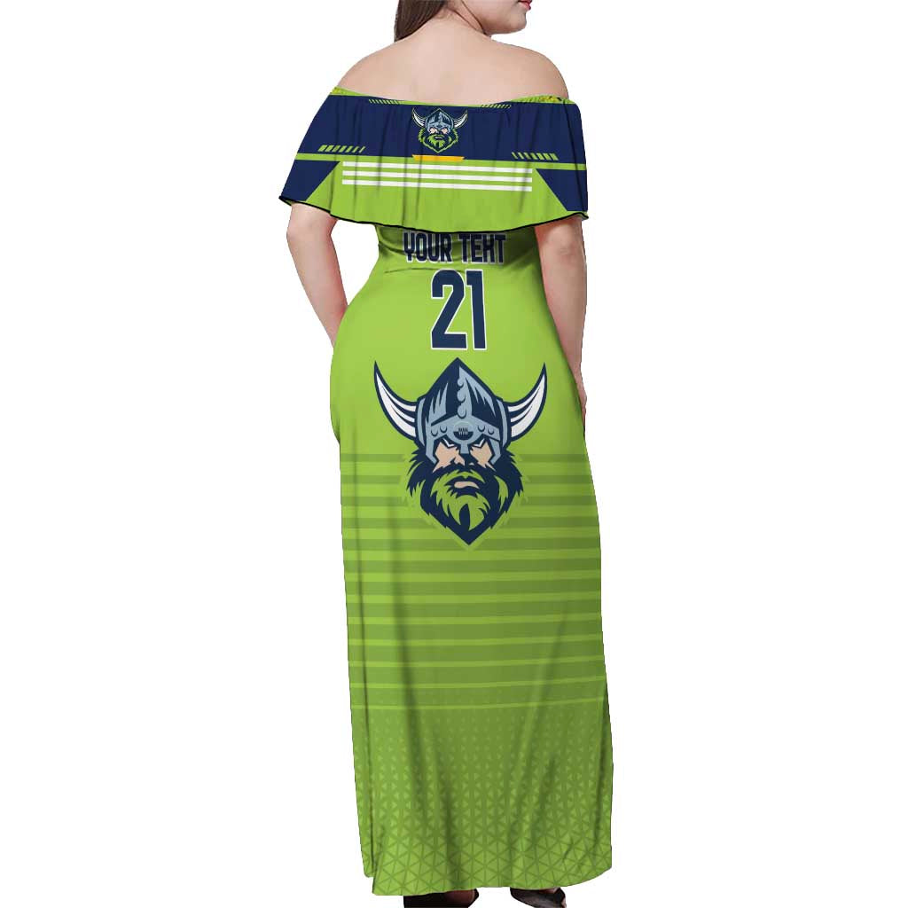 Raiders Rugby Custom Off Shoulder Maxi Dress The Green Machine Simple Style
