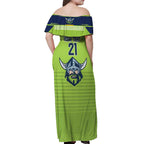 Raiders Rugby Custom Off Shoulder Maxi Dress The Green Machine Simple Style
