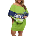 Raiders Rugby Custom Off Shoulder Short Dress The Green Machine Simple Style
