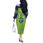 Raiders Rugby Custom Off The Shoulder Long Sleeve Dress The Green Machine Simple Style