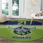 Raiders Rugby Custom Round Carpet The Green Machine Simple Style