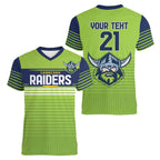 Raiders Rugby Custom Women V-Neck T-Shirt The Green Machine Simple Style