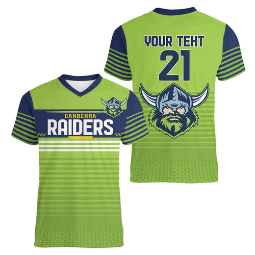 Raiders Rugby Custom Women V-Neck T-Shirt The Green Machine Simple Style
