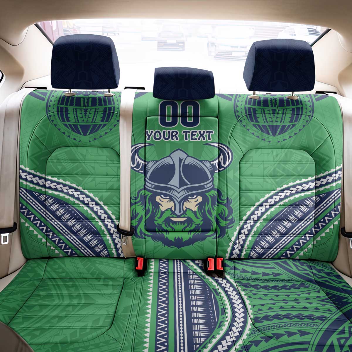 Raiders Rugby Custom Back Car Seat Cover With Polynesian Style