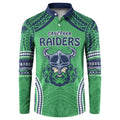 Raiders Rugby Custom Button Sweatshirt With Polynesian Style