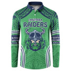 Raiders Rugby Custom Button Sweatshirt With Polynesian Style