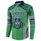 Raiders Rugby Custom Button Sweatshirt With Polynesian Style