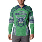 Raiders Rugby Custom Button Sweatshirt With Polynesian Style