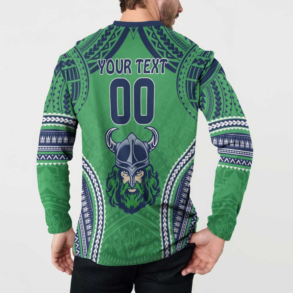 Raiders Rugby Custom Button Sweatshirt With Polynesian Style