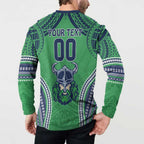 Raiders Rugby Custom Button Sweatshirt With Polynesian Style