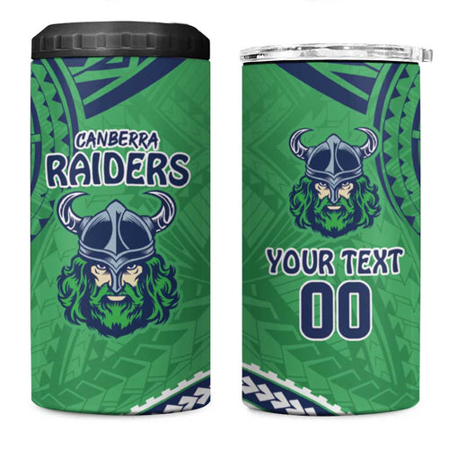Raiders Rugby Custom 4 in 1 Can Cooler Tumbler With Polynesian Style