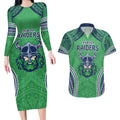 Raiders Rugby Custom Couples Matching Long Sleeve Bodycon Dress and Hawaiian Shirt With Polynesian Style
