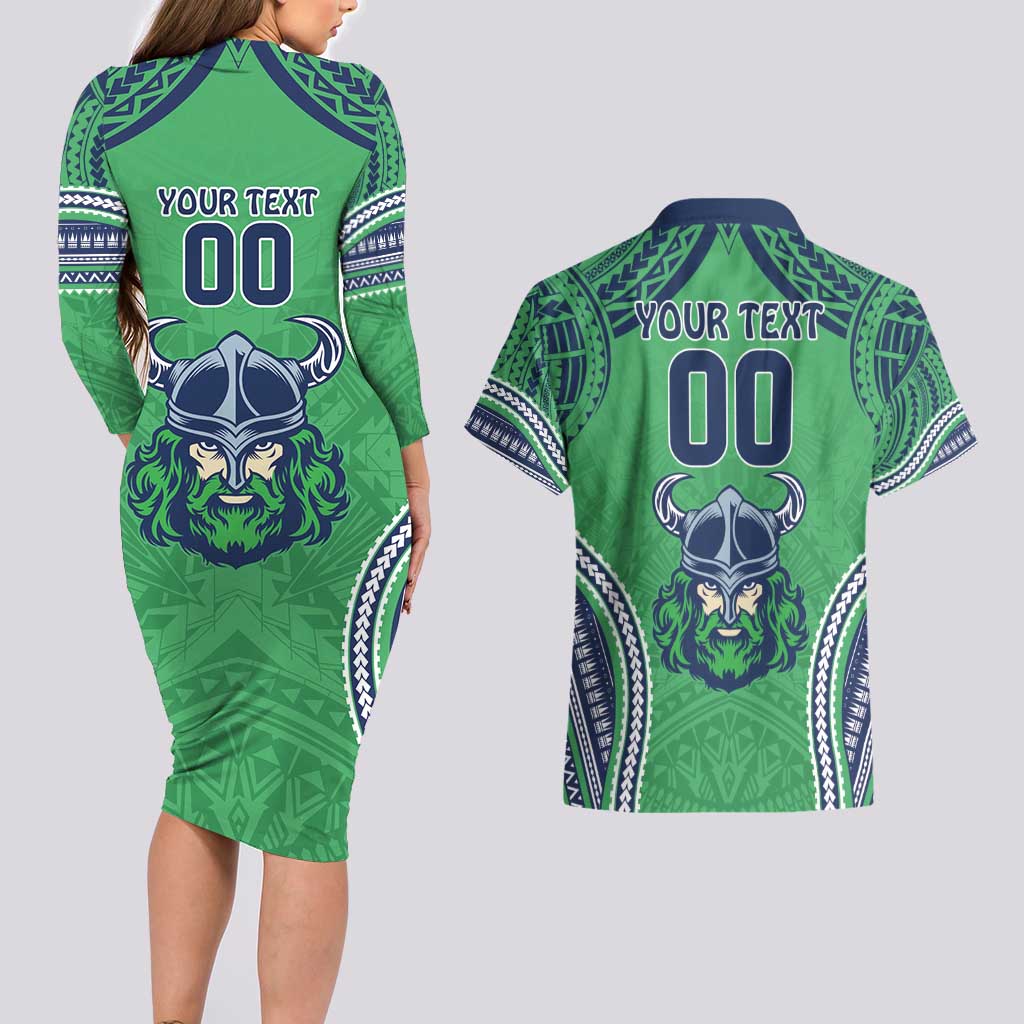 Raiders Rugby Custom Couples Matching Long Sleeve Bodycon Dress and Hawaiian Shirt With Polynesian Style
