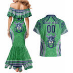 Raiders Rugby Custom Couples Matching Mermaid Dress and Hawaiian Shirt With Polynesian Style