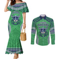 Raiders Rugby Custom Couples Matching Mermaid Dress and Long Sleeve Button Shirt With Polynesian Style