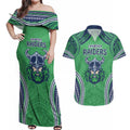 Raiders Rugby Custom Couples Matching Off Shoulder Maxi Dress and Hawaiian Shirt With Polynesian Style