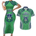 Raiders Rugby Custom Couples Matching Short Sleeve Bodycon Dress and Hawaiian Shirt With Polynesian Style