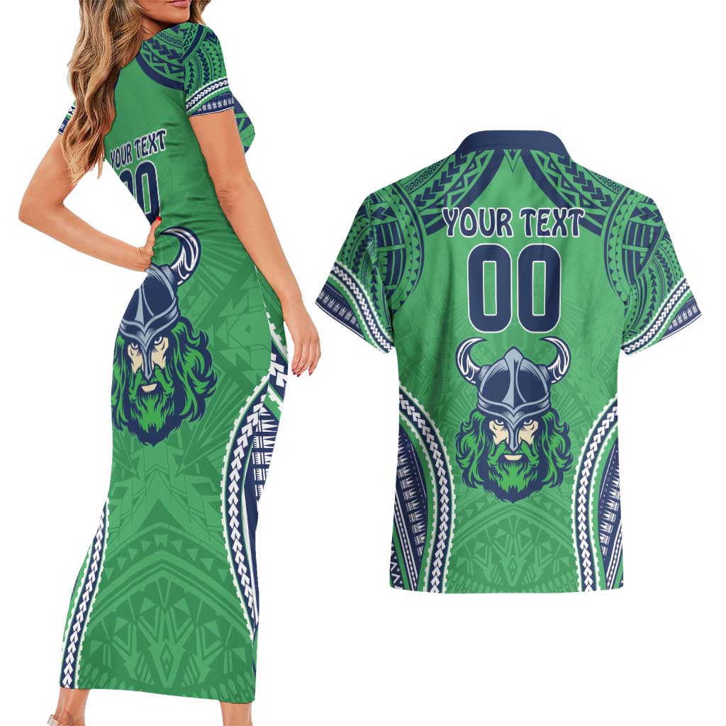 Raiders Rugby Custom Couples Matching Short Sleeve Bodycon Dress and Hawaiian Shirt With Polynesian Style