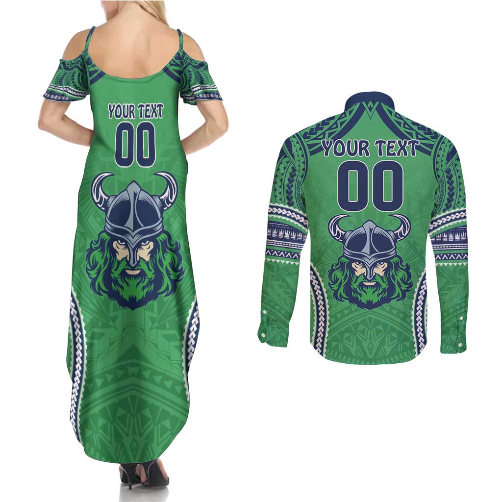 Raiders Rugby Custom Couples Matching Summer Maxi Dress and Long Sleeve Button Shirt With Polynesian Style