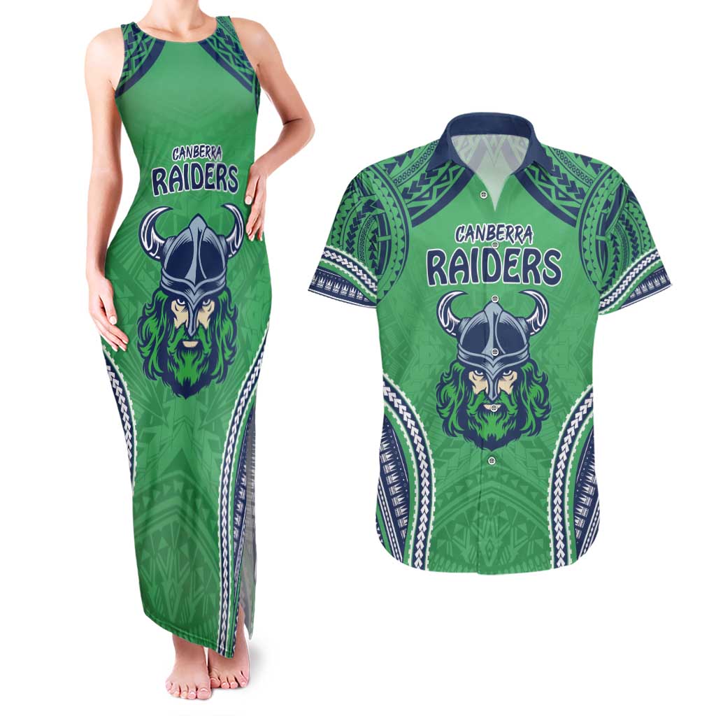 Raiders Rugby Custom Couples Matching Tank Maxi Dress and Hawaiian Shirt With Polynesian Style