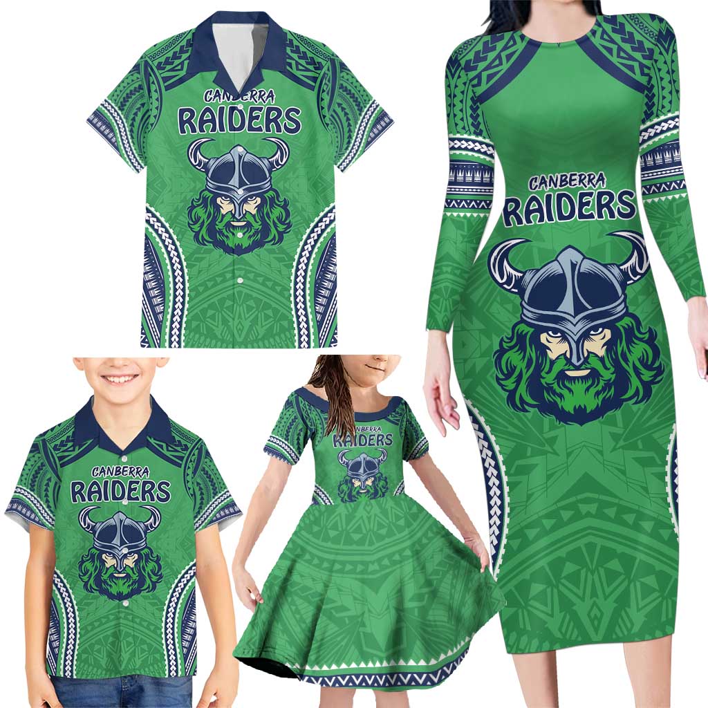 Raiders Rugby Custom Family Matching Long Sleeve Bodycon Dress and Hawaiian Shirt With Polynesian Style