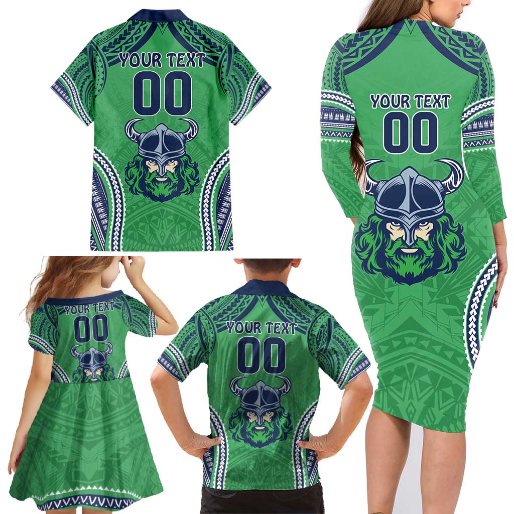 Raiders Rugby Custom Family Matching Long Sleeve Bodycon Dress and Hawaiian Shirt With Polynesian Style