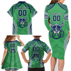 Raiders Rugby Custom Family Matching Long Sleeve Bodycon Dress and Hawaiian Shirt With Polynesian Style