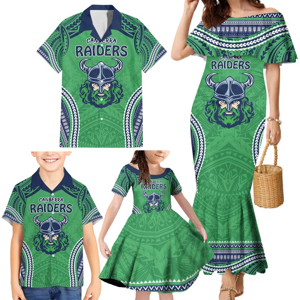 Raiders Rugby Custom Family Matching Mermaid Dress and Hawaiian Shirt With Polynesian Style