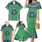 Raiders Rugby Custom Family Matching Mermaid Dress and Hawaiian Shirt With Polynesian Style