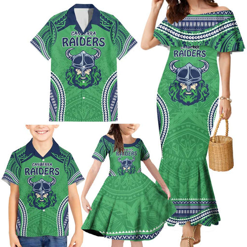 Raiders Rugby Custom Family Matching Mermaid Dress and Hawaiian Shirt With Polynesian Style