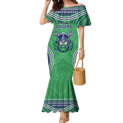 Raiders Rugby Custom Family Matching Mermaid Dress and Hawaiian Shirt With Polynesian Style