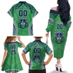 Raiders Rugby Custom Family Matching Off The Shoulder Long Sleeve Dress and Hawaiian Shirt With Polynesian Style