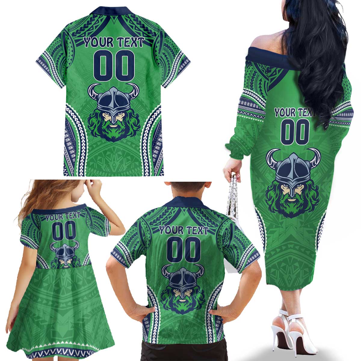 Raiders Rugby Custom Family Matching Off The Shoulder Long Sleeve Dress and Hawaiian Shirt With Polynesian Style