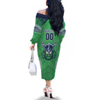 Raiders Rugby Custom Family Matching Off The Shoulder Long Sleeve Dress and Hawaiian Shirt With Polynesian Style