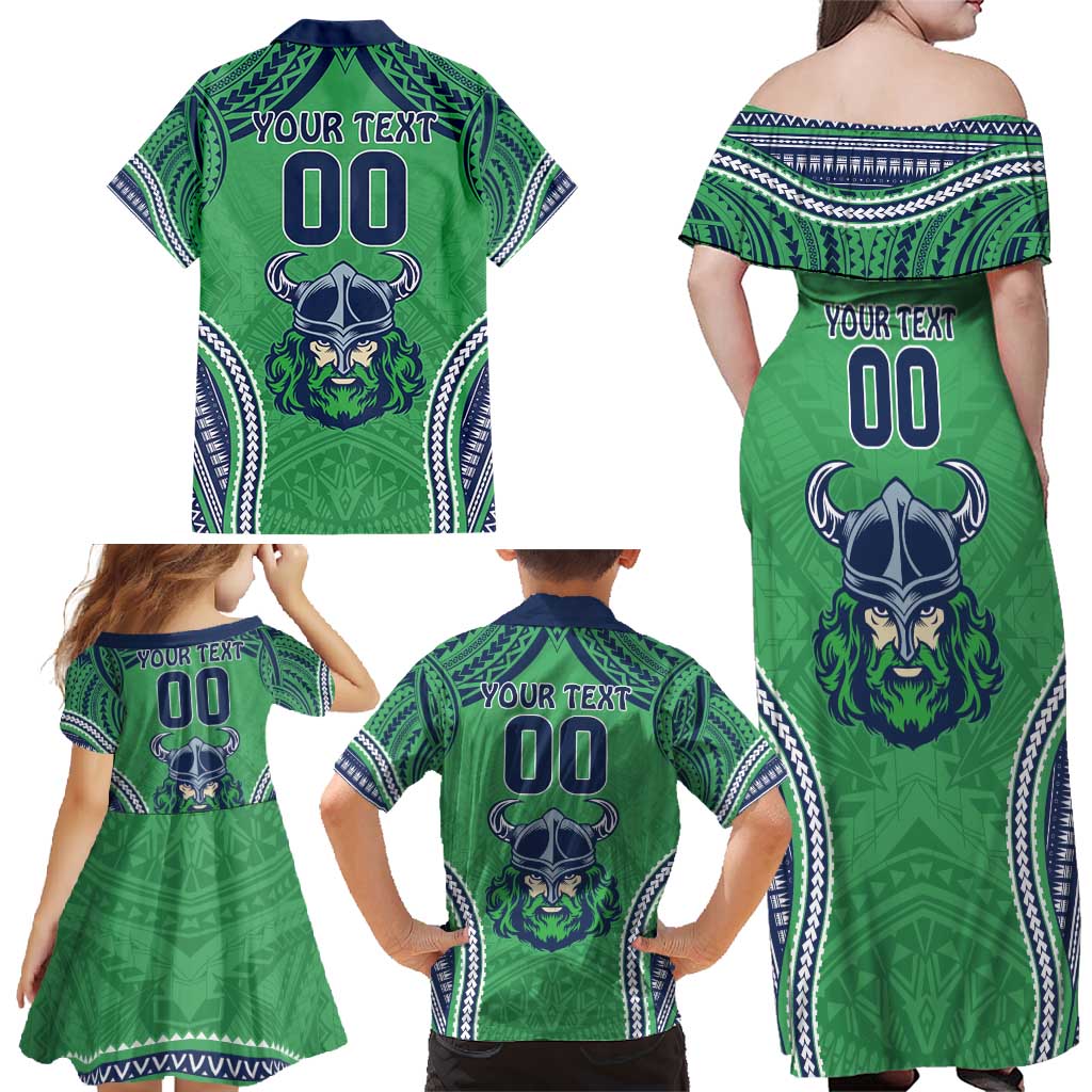 Raiders Rugby Custom Family Matching Off Shoulder Maxi Dress and Hawaiian Shirt With Polynesian Style