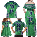 Raiders Rugby Custom Family Matching Off Shoulder Maxi Dress and Hawaiian Shirt With Polynesian Style