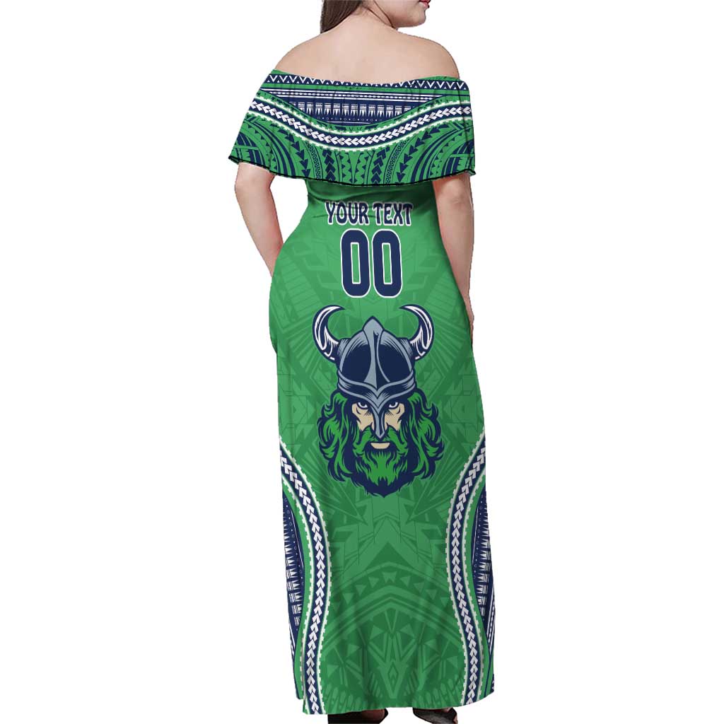 Raiders Rugby Custom Family Matching Off Shoulder Maxi Dress and Hawaiian Shirt With Polynesian Style