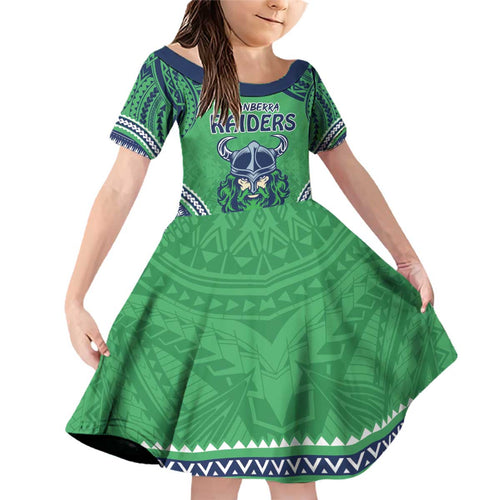 Raiders Rugby Custom Family Matching Off Shoulder Short Dress and Hawaiian Shirt With Polynesian Style