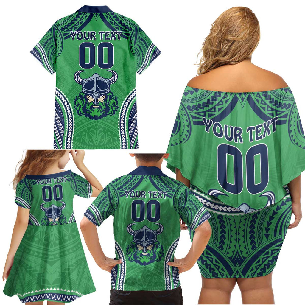 Raiders Rugby Custom Family Matching Off Shoulder Short Dress and Hawaiian Shirt With Polynesian Style