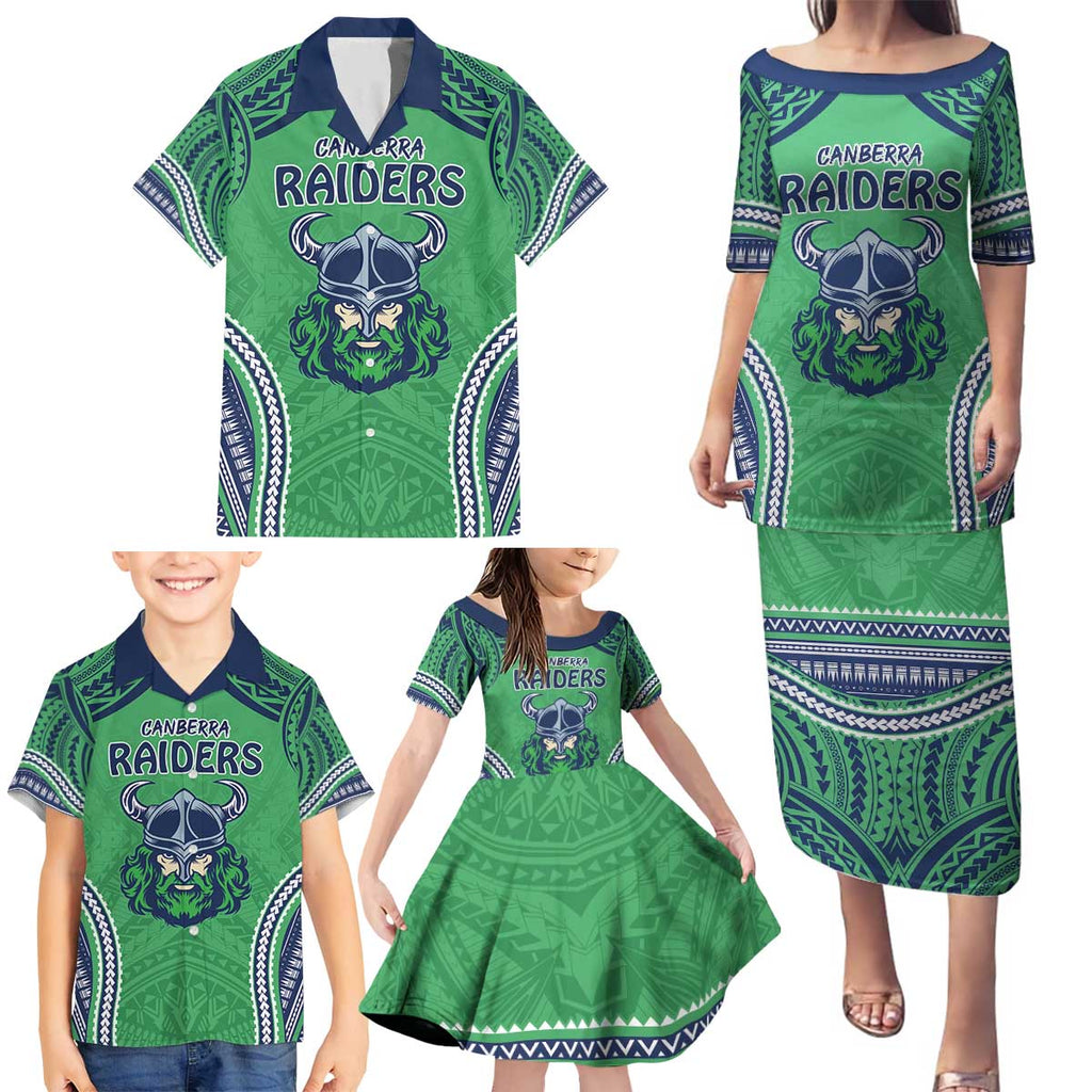 Raiders Rugby Custom Family Matching Puletasi and Hawaiian Shirt With Polynesian Style