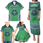 Raiders Rugby Custom Family Matching Puletasi and Hawaiian Shirt With Polynesian Style