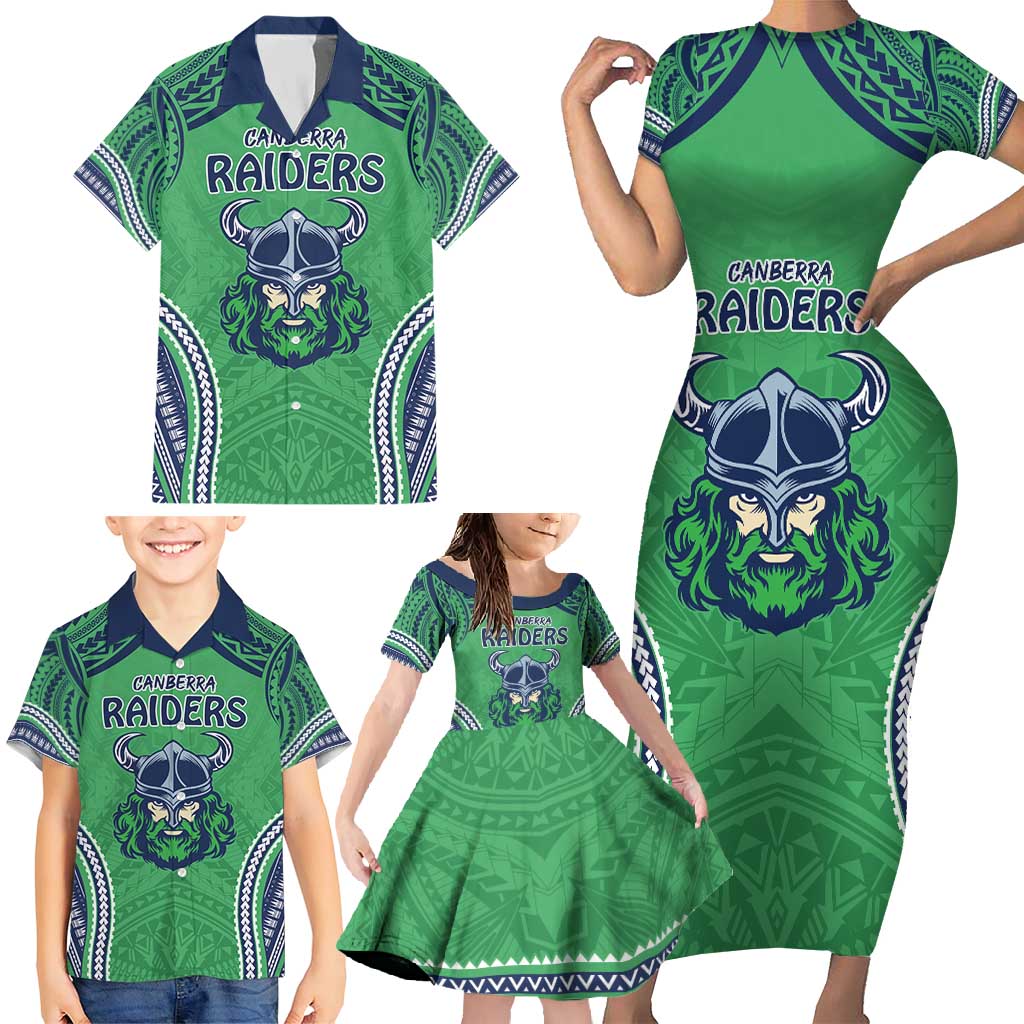 Raiders Rugby Custom Family Matching Short Sleeve Bodycon Dress and Hawaiian Shirt With Polynesian Style