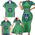 Raiders Rugby Custom Family Matching Short Sleeve Bodycon Dress and Hawaiian Shirt With Polynesian Style