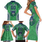 Raiders Rugby Custom Family Matching Short Sleeve Bodycon Dress and Hawaiian Shirt With Polynesian Style