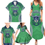 Raiders Rugby Custom Family Matching Summer Maxi Dress and Hawaiian Shirt With Polynesian Style