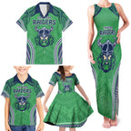 Raiders Rugby Custom Family Matching Tank Maxi Dress and Hawaiian Shirt With Polynesian Style