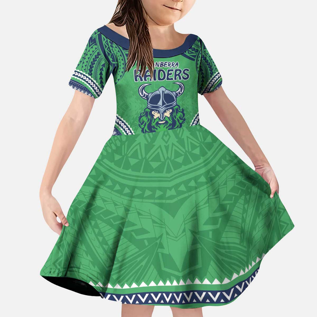 Raiders Rugby Custom Kid Short Sleeve Dress With Polynesian Style